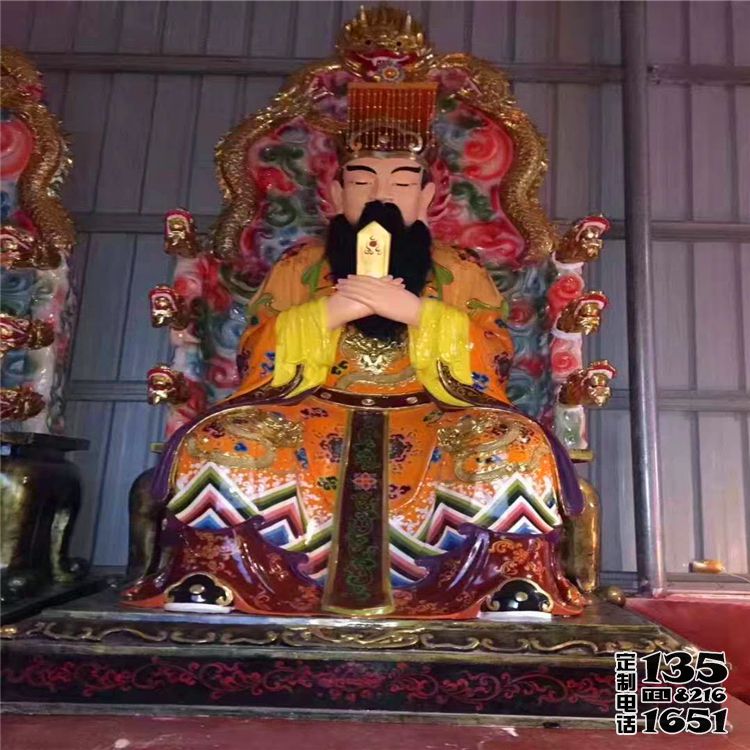 大型玻璃鋼彩繪寺廟供奉神佛東岳大帝雕塑