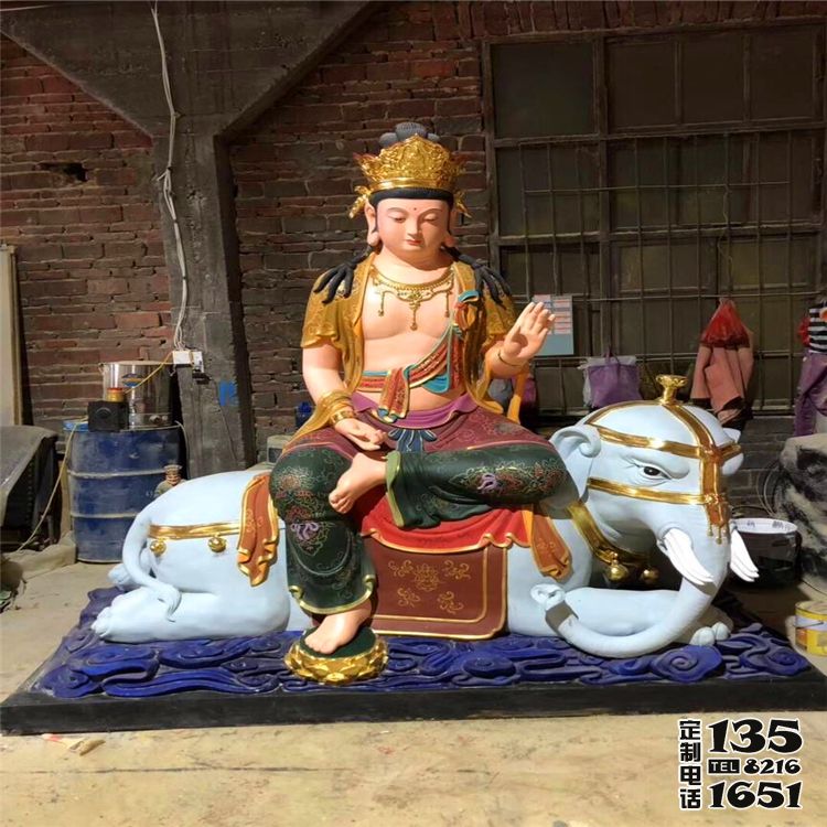 樹(shù)脂彩繪寺廟菩薩文殊普賢雕塑 樹(shù)脂彩繪寺廟菩薩文殊普賢雕塑